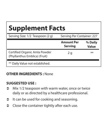 Nova Nutritions Organic Amla Powder (Amalaki) 16 OZ - Rich in Vitamin C - Immune Support - Buy Online on GoSupps.com