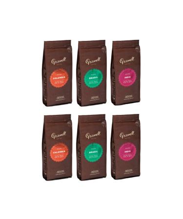 Granell Pure Origin - Origins Tasting Pack - Coffee Gift Box | 100% Arabica Coffee Beans - 2xBrazilian Coffee, 2xColombian Coffee, 2xIndian Coffee - Pack 6x250g - Coffee Bean Box
