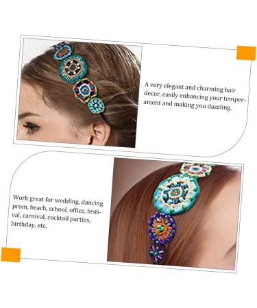 Mikinona Beaded Circle Headband Decorative Hair Ties Boho Jewelry Womens Hair Accessories Rhinestone Headpiece Headbands for Women Vintage Headband Headwear for Women Hair Elastics Fabric - Buy Online on GoSupps.com