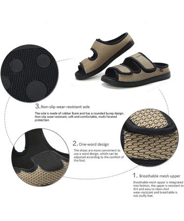 Extra Wide Men's Diabetic Open Toe Slippers for Swollen Feet - Adjustable Edema Shoes for Arthritis - Size 12, Black - Buy Online on GoSupps.com