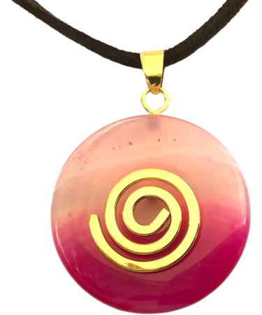 Steinfixx Premium Pink Agate Necklace - Healing Chakra Stone with Suede Strap | 30mm Gemstone Jewelry - Buy Online on GoSupps.com