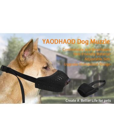 Yaodhaod XXL Black Dog Muzzle - Breathable Mesh for Safe Eating Biting & Chewing Prevention - International Shipping - Buy Online on GoSupps.com