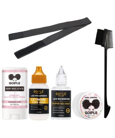 Wig Glue for Front Lace Wig 1.3OZ Waterproof Lace Glue and Hair Wax Stick  Combo Pack Wig Glue Remover Elastic Band Hair Dual Brush and False  Eyelashes 6 Pack