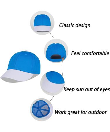LANGZHEN 100% Cotton Kids Baseball Cap Hat - Adjustable Sun Hat for Girls Boys 2-4 Years - White Blue - Buy Online on GoSupps.com