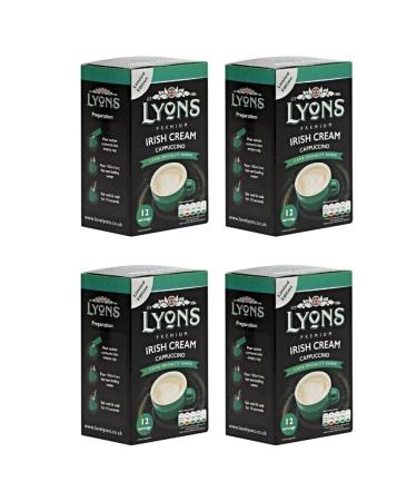 Lyons Premium Instant Coffee Bag Sachets | FabFinds Assorted Gift Mug (Irish Cream Cappuccino 4X 12Sachets)
