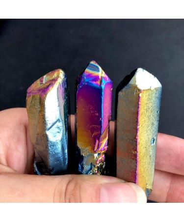 5pcs Blue Titanium Aura Quartz Crystal Stone Electroplated Crystal Cluster Seed Decoration Natural Stones and Minerals - Stones - - (Color: Rainbow Size: 3-6cm) - Buy Online on GoSupps.com
