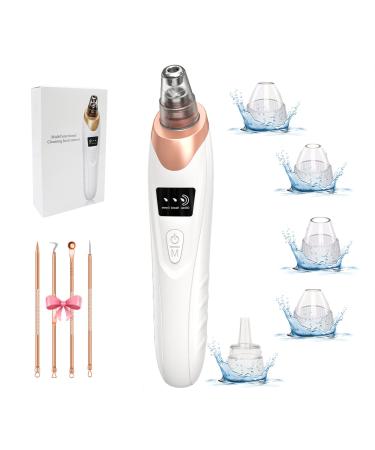 2023 Newest Blackhead Remover Pore Vacuum Facial Pore Cleaner-5 Suction Power 5 Probes USB Rechargeable Blackhead Vacuum Kit Electric Acne Extractor Tool for Adult White