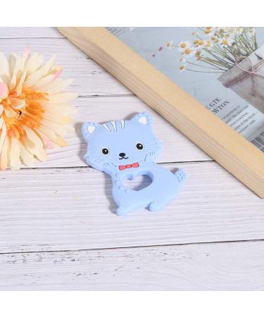 Cartoon Cat Teething Toy - Safe Silicone Teether for Babies, Kids & Children (Blue) - Buy Online on GoSupps.com