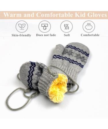 0-2Y Kids Thicken Soft Thermal Winter Gloves with Snowflake Design - Grey - Buy Online on GoSupps.com