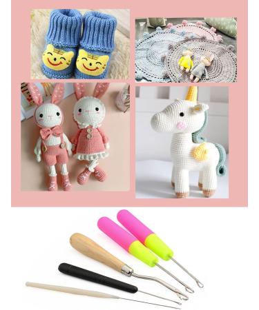 Latch Hook Crochet Needle Set - 10 Pieces Include 2 Wooden Bent Hooks and 8 Plastic Curl Needles for Braid Hair and Carpet Making - Ideal for Kids and Adults - Buy Online on GoSupps.com