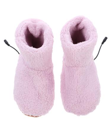 FOMIYES Heated Feet Warmers 1 Pair Electric Heated Foot Warmer Slipper Plush Foot Heater Shoes USB Rechargeable Foot Heating Pad Winter Thermal Supplies for Women Pink USB Feet Warmer