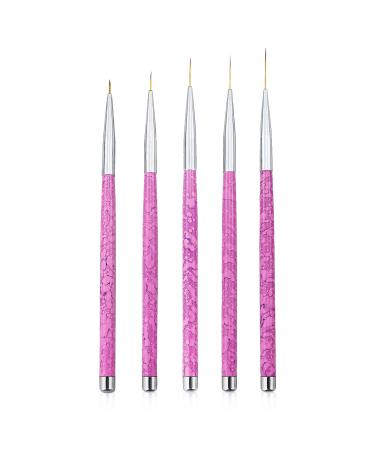 Pink Nail Art Brushes brush nail design the Essential Nail Brush Set for Professionals 5 Pcs of Nail Brushes Allows for Precise and Delicate Strokes Ideal for Creating Delicate Nail Designs