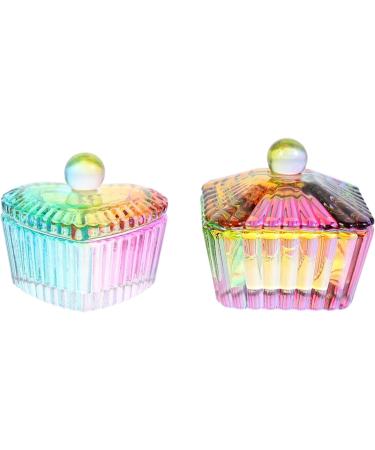 Lurrose Manicure Mixing Glass - 2 Piece Nail Art Dappen Bowl Set | Acrylic Nail Tools | Transparent Colorful Nail Polish Holder | 4.2x4.2x3.5 cm - Buy Online on GoSupps.com
