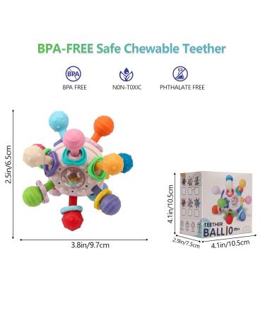 MyDova Silicone Baby Bite Toys | BPA-Free Gripping Ball Rattles for 0-9 Months | Perfect Baby Gift in Pink - Buy Online on GoSupps.com