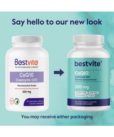BESTVITE CoQ10 200mg - 120 Vegetarian Capsules | Vegan Gluten-Free Non-GMO Naturally Fermented Supplements - Buy Online on GoSupps.com