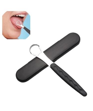 Tongue scraper cleaner for adults & children stainless steel mental tongue scraper reduce bad breath & coating tongue cleaner brush set for fresh breath metal tongue scrap black