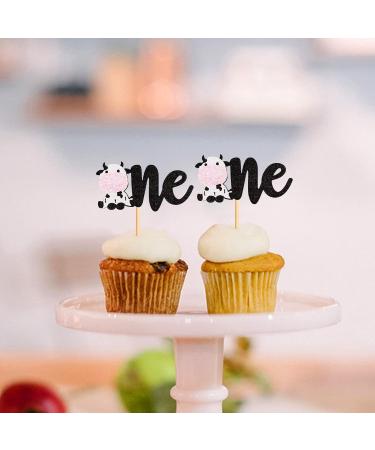 Keaziu 24 Pack Cow one Cupcake Toppers Happy Birthday Cupcake Decorations for Cow Farm Animal Zoo Themed Kids Boy Girl Birthday Party Supplies Three Layers Party Decor Cow One Pink - Buy Online on GoSupps.com