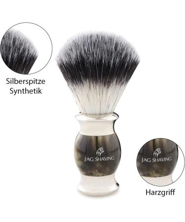 JAG Shaving Razor Set - Premium 4-Part Shaving Kit | Lee Range - Synthetic Silver Brush 3 Blades Shaving Stand - Green Horn Imitation Color - Perfect for International Shipping - Buy Online on GoSupps.com