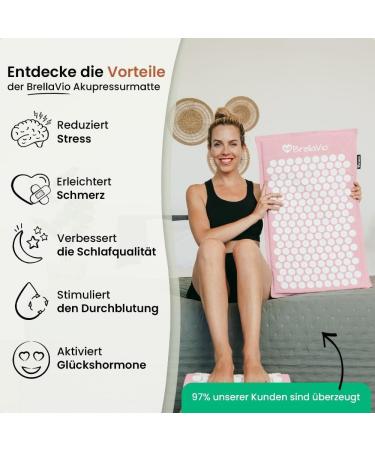 Buy BRELLAVIO Acupressure Massage Mat with Pillow - Relaxation for Back Neck Shoulders & Feet - Pastel Pink Acupuncture Stimulating Mat - International Shipping - Buy Online on GoSupps.com