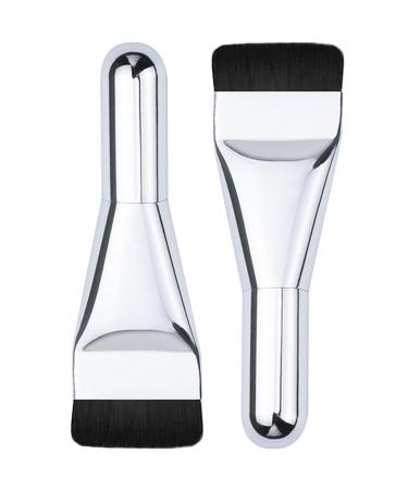 Bcenoilua Foundation Brush Travel Size Super Thin Liquid Foundation Brush Traceless Makeup Foundation Brush Set for Liquid and Cream Foundation Concealer Brush Makeup Brushes 2 Piece Silver