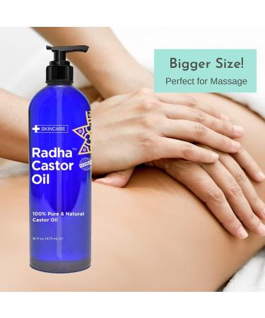 Radha Beauty Castor Oil 16oz - 100% Pure, Cold Pressed, Hexane Free - For Eyelashes, Eyebrows, Hair Growth - Lash Serum, Brow Treatment - Buy Online on GoSupps.com