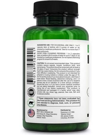 Siberian Green Herbal Colon Detox with Senna Buckthorn Prune Fruit 90 Capsules Traditional Siberian Formula 14 Herbs & Probiotic to Cleanse Colon and Detox Body - Buy Online on GoSupps.com