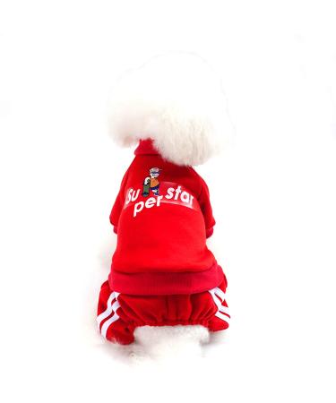 Superstar Dog Sweatshirt Cotton Hoodies for Small Dog Soft and Warm Dog Outfit Cute Puppy Tracksuit Cat Pet Cold Weather Clothes X-Large(Back 13.8",Chest 18.5") Red