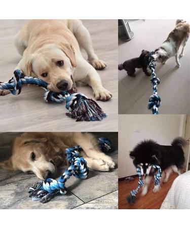 Luxmay Indestructible Dog Toys - Strong 92 cm Rope for Large & Medium Dogs - Durable Chew Toy with 5 Knots - Interactive Blue Dog Rope - Buy Online on GoSupps.com