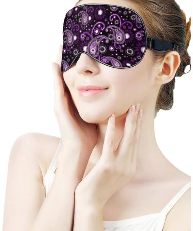 Violet & Purple Paisley Sleep Mask for Women - Adjustable Eye Shades with Elastic Strap - Buy Online on GoSupps.com