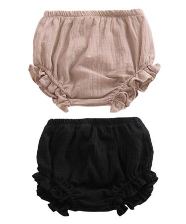 AYIYO Unisex Toddler Diaper Cover - Newborn Baby Girls Boys Kids Linen Bloomer Shorts 2Pcs 2-3 Years Khika+black