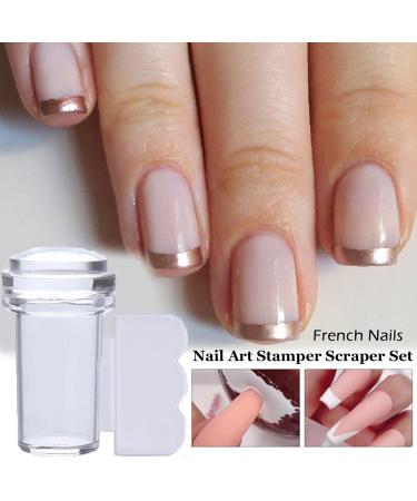 DIY Nail Design Set | French Tips Transparent Nail Stamper & Scraper | Silicone Jelly Nail Art Tools - Buy Online on GoSupps.com