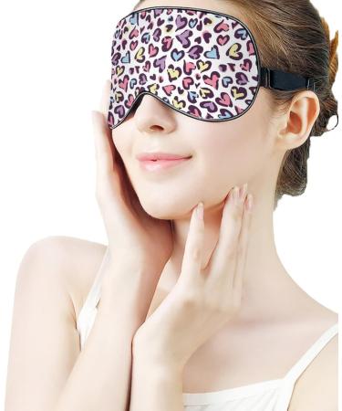 Heart Leopard Pattern Sleep Mask for Women | Adjustable Eye Shades with Elastic Strap - Shop Now for International Shipping - Buy Online on GoSupps.com