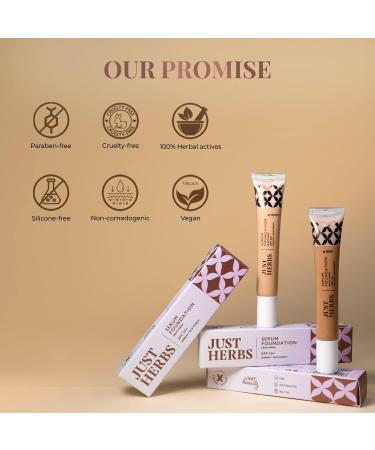 Just Herbs Serum Foundation for Face Makeup with SPF30+ Dewy Finish Full Coverage Makeup Foundation For All Skin Types 20 ml - Buy Online on GoSupps.com