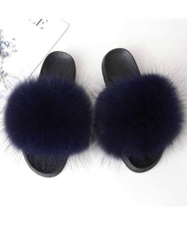 Fluffy Slippers Women Grey Plush Furry Soft Comfortable Slippers Winter Flats Plush Fluffy Flip Flops Fur Slides with Arch Support for Girls Open Toe Flat Sandals Women Shoes for Indoor Outdoor (A A 25CM