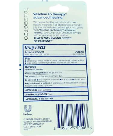 Vaseline Lip Therapy Advanced Healing 0.35 oz - Pack of 18 | Buy Online | Fast International Shipping - Buy Online on GoSupps.com