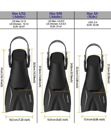 WACOOL Adult Short Adjustable Fins for Snorkeling, Diving, and Swimming - S/M Size (Men 4.5-8.5, Women 5.5-9.5) - LakeBlue - Buy Online on GoSupps.com