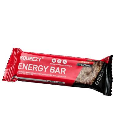 Squeezy Energy Bar 12 Pack - Cherry + Caffeine | Carbohydrate-Rich Fitness & Energy Booster for Endurance Sports | 50 mg Caffeine Per Bar - Buy Online on GoSupps.com