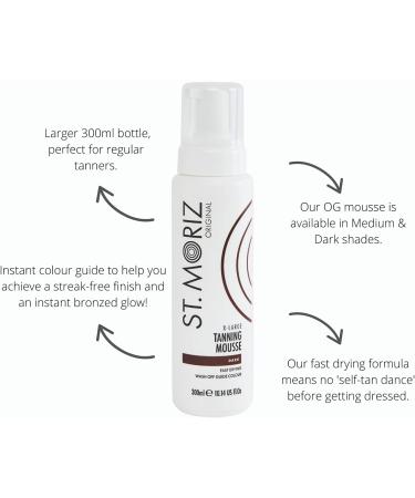St Moriz Original Extra Large Dark Instant Tanning Mousse | Fast Drying Vegan Fake Tan | Streak Free Bronzed Glow | Dermatologically Tested & Cruelty Free | 300ml - Buy Online on GoSupps.com