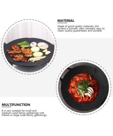 Yalych Round Nonstick Grill Pans for Stove Tops Frying Pan with Handles Portable BBQ Grill Pan BBQ Pan Plate Cast Iron Skillet for Kitchen Outdoor Black Frying pan - Buy Online on GoSupps.com