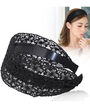 Black Flower Lace Hair Hoop for Women and Girls - Wide Headband for Makeup, Washing Face, and Hair Accessorizing - Buy Online on GoSupps.com