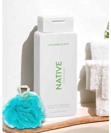 Buy Native Body Wash Cucumber & Mint - Sulfate Free Paraben Free | 16 oz with Bath Loofah Sponge | Gentle Clean Ingredients for Men & Women - Buy Online on GoSupps.com