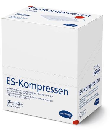 ES compresses: sterile gauze compresses for wound cleaning & wound cover as well as for applying ointments 7.5 x 7.5 cm 8-fold 17-thread 50 pieces 50 pieces (1 Pack)