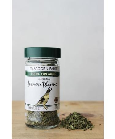 McFadden Farm Organic Lemon Thyme Dried Herb | Grown & Packed in the USA | 0.49 oz Glass Jar - Buy Online on GoSupps.com