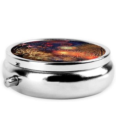 Fireworks Portable Round Pill Box - Lightweight Moisture-Proof Vitamin Organizer | International Shipping Available - Buy Online on GoSupps.com