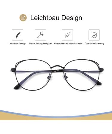 Blue Light Filter Cat Eye Glasses - Anti-UV Non-Prescription Metal Frame for PC and Gaming - Stylish Black Women's Glasses - Buy Online on GoSupps.com
