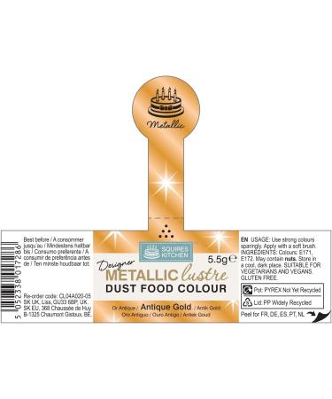 Squires Kitchen Metallic Lustre Dust Antique Gold 5g | Edible Gold Dust for Cake Decorating | Shop Now - Buy Online on GoSupps.com