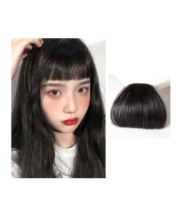 Bangs Hair Clip Natural Synthetic Hair Flat Bangs/Fringe Mini Fake Hair Bangs Fashion One Pieces Clip-in Air Bangs Hair Extension For Women Bangs Clip in Hair (Color : Natural black)