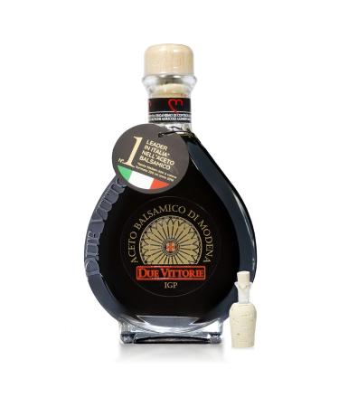 Due Vittorie Oro Gold Barrel Aged Balsamic Vinegar - Special Edition. IGP Balsamic Vinegar of Modena Italy. Traditional Aged Balsamic Vinegar in Glass Decanter- 8.45 fl oz (250ml) Glass Bottle