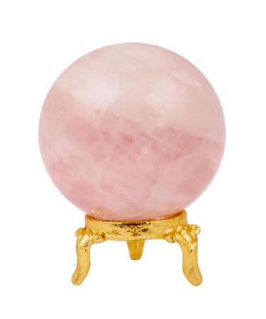PYOR Rose Quartz Sphere Gem Ball Crystal Sphere Crystal Ball with Stand Meditation Balls Feng Shui Supplies Wealth Stones and Crystals Decorative Balls for Table