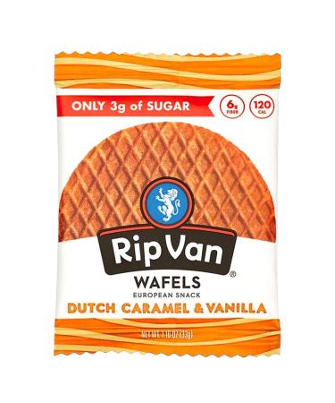 Rip Van WAFELS Caramel & Vanilla Stroopwafels - Keto, Low Sugar, Non-GMO Snacks - 12 Count - Buy Online on GoSupps.com